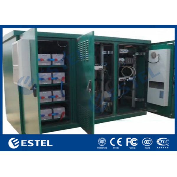 Floor Mount Outdoor Telecom Cabinet IP55 Triple Bay Racking Enclosure With Three Doors
