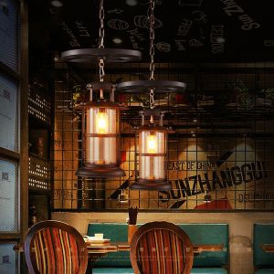 Retro Industrial Wind Wheel Chandelier Bar Table Coffee Restaurant Lantern