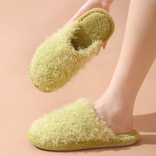 Colorful Fluffy Upper Women's Indoor Slippers Warm Comfy Memory Foam House Slippers