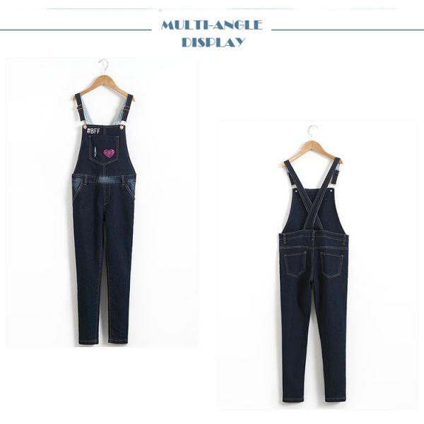 Trendy Suspender Trousers Jeans Bib Pants Long Section For Student Girls