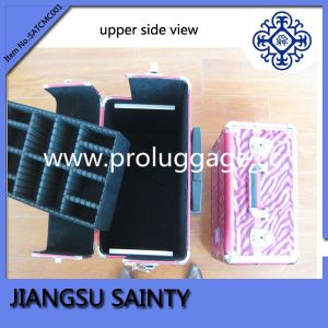 SATCMC001 pink zebra trolley mobile beauty cases