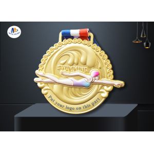 Quality Three Dimensional 70mm 3mm Zinc Alloy Swimming Medals for sale