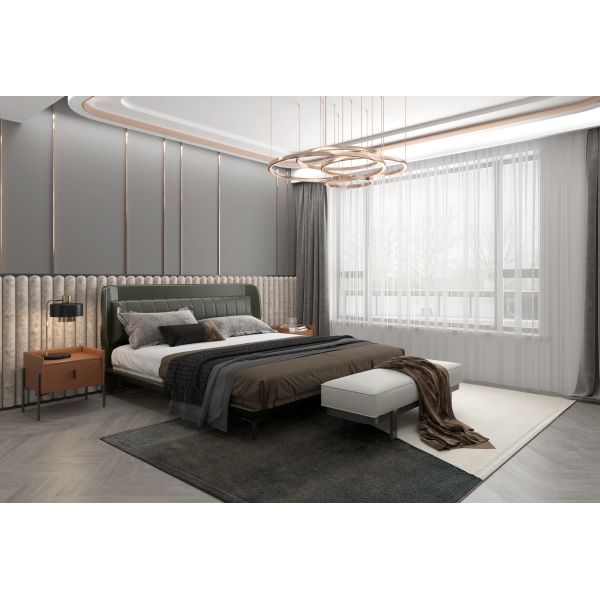 Modern dark gray nightstand with plush oak wood finish