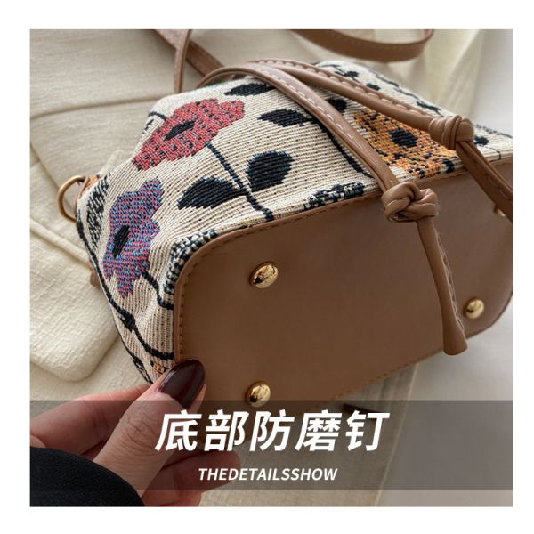 NEW CHINESE NATIONAL WIND ARMPIT BUCKET BAG SIMPLE FASHION TREND SUMMER NEW LINEN STYLE HIGH-GRADE SENSE SINGLE SHOULDER