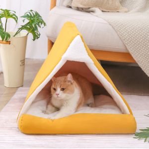 Washable Cushion Cat Tube Bed With Central Mat
