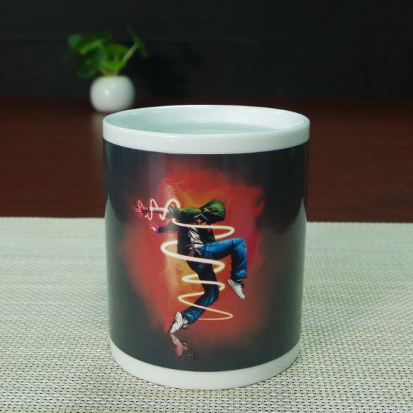 Fda Red Glazed bulk plain mug full printing color changing coffee mug