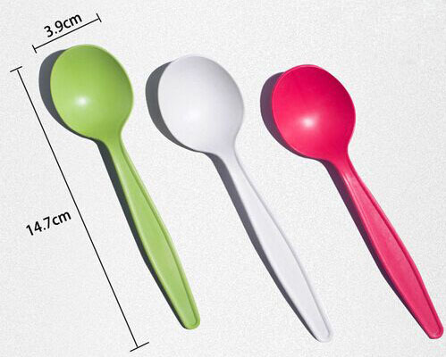 Red color biodegradable corn starch spoons