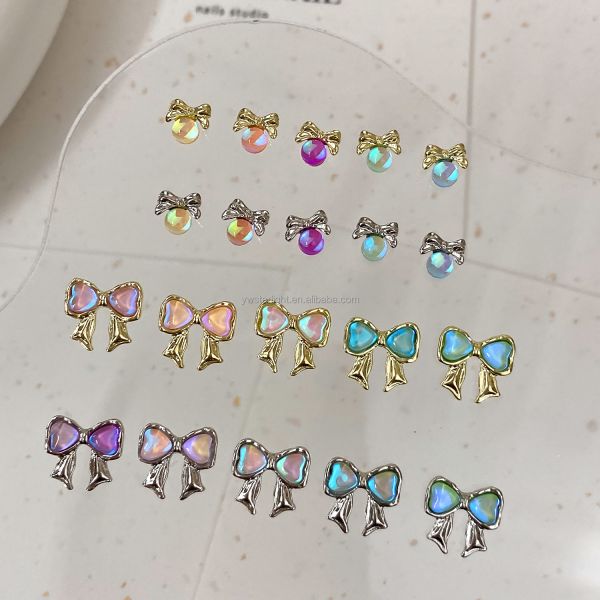 2023 new Nail charms ins hot sell mermaid 3d nail art bow nail decals