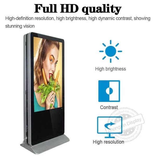 Portable Lcd Advertising Screen 43 49 55 Inch 4K Resolution Double Sided Digital Signage Totem Advertising Display With Webcam