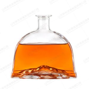 750ml Flat Liquor Wine Flask Clear Glass Bottles with Cork Lid OEM/ODM