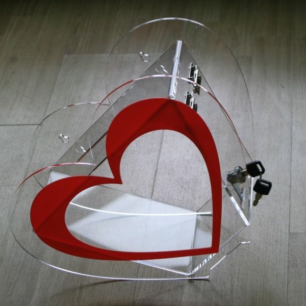 Heart Shape Acrylic Donation Box W/ Lock Clear Charity Plexiglass Donation Box