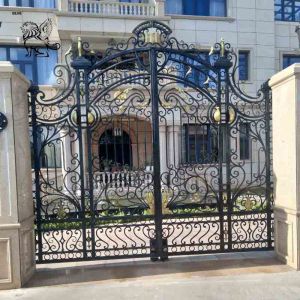 Quality Automatic Main House Driveway Gates Gate Design Fencing Wrought Iron Swing Graphic Design Customized for sale