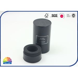 Black Leather Specialty Composite Paper Tube Perfume Package Embossed Logo