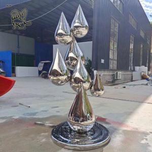 Quality BLVE Stainless Steel Garden Water Drop Sculpture Abstract Art Metal Statue Polished Large Decoration Outdoor for sale