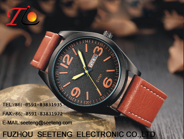 vintga style watch men wrist watch business and sport watch with pu band