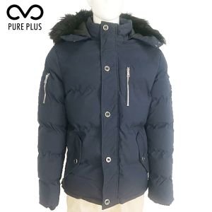 Green Mens Light Padded Jacket Detachabale Fur Hoody Microfibre Insulation