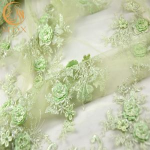 Creative Handmade Lace Fabric Beaded 3D Embroidery Bridal Lace Appliques