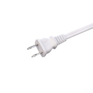 White ETL Standard 2 Pin Plug With 18 AWG Cable Nema 1-15p to 1-15r Male to
