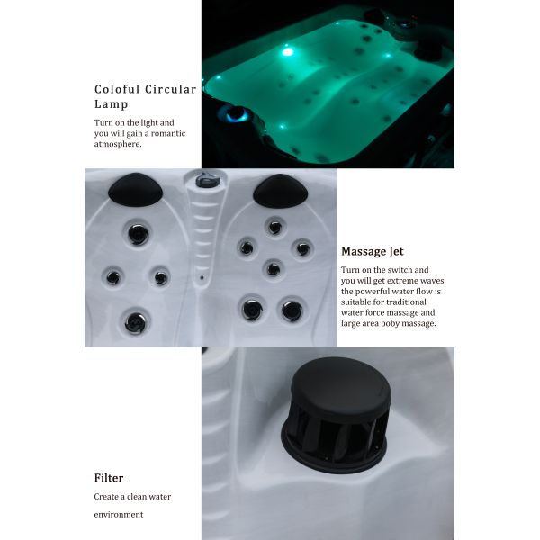 2 People Transitional Outdoor Whirlpool Spa Bathtub For Massage