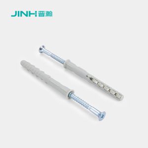 JH-12015 8x60mm Plastic Expansion Anchor Bolt With Screw Gray Expanding Plastic