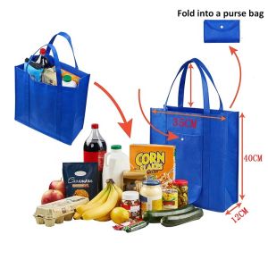 Supermarket Handles 30cm 40x40x10cm Foldable Non Woven Bag
