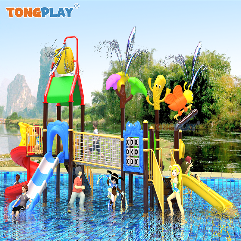 Outdoor Children Water Play Toys Playground Plastic Slide Aquatic Splash Pad Amusement Equipment Water Park