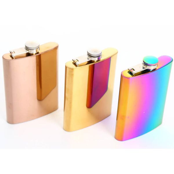 Colorful Kitchen Household Items 8oz Small Whiskey Flask Electroplated Seven Color