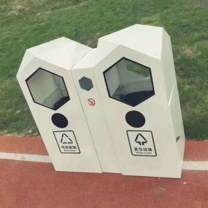 Innovative Irregular Trash Bin Stainless Steel Double Bin Waste Bin