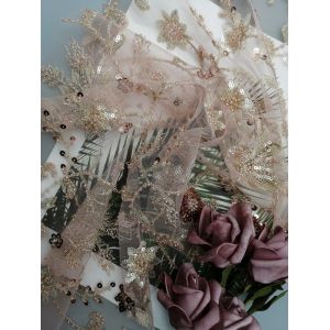 Mesh Beaded Embroidery Fabric