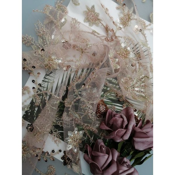 Buy Mesh Beaded Embroidery Fabric at wholesale prices