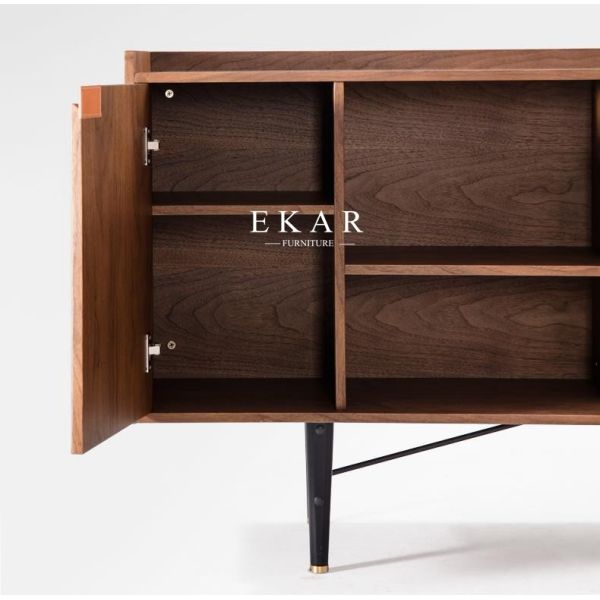 Dining Room French Design 4 Door Metal Base Wooden Modern Sideboard