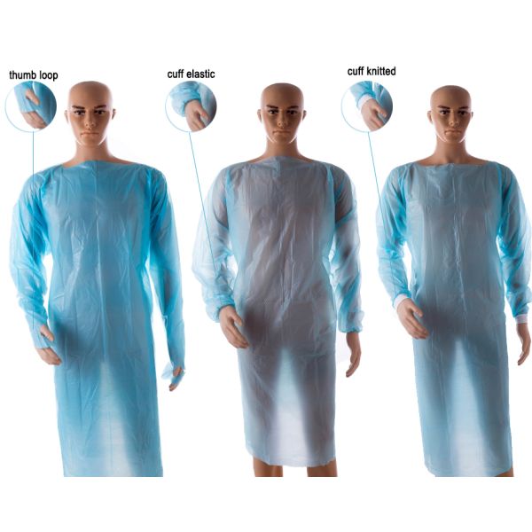 Medical Individual Package Disposable Isolation Gown CPE Gown with Thumb Holes 10pcs/pack