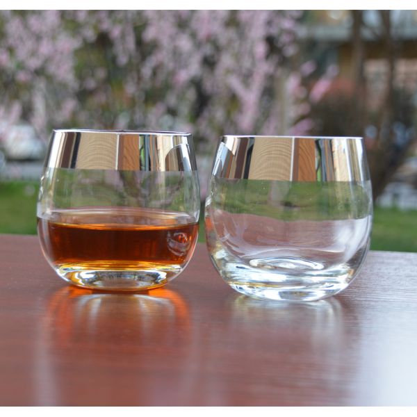 Buy Silver Rim Ion Plated Platinum Tumbler Drinking Glasses at wholesale prices