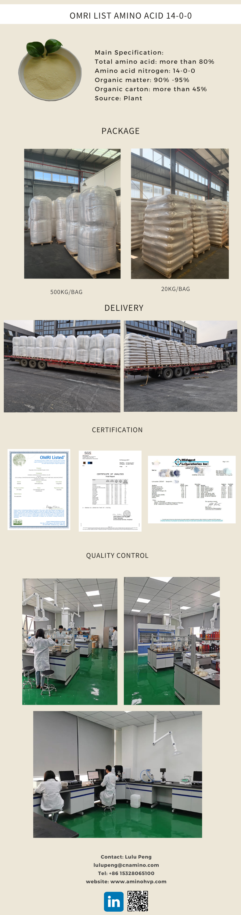 Protein Hydrolysate Amino Acid Powder Chemical Grade 80% Powder