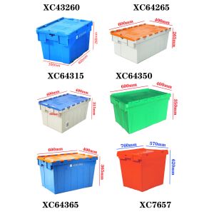 Internal Size 550*370*320mm Large Stackable Plastic Crate for Attached Lid