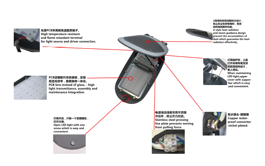 High Efficiency Grey Outdoor Led Street Lights Die-casting Aluminium IP66 IK08 exporting with good package