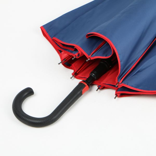 Red And Blue Curved Handle Umbrella With Carrying Bag Navy 190T Pongee