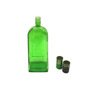 750ml Luxury Green Flat Empty Glass Wine Bottles With Screw Lid