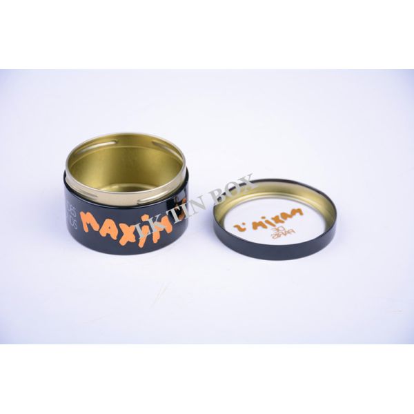 3D Embossed Metal Printed Round Tin Box , Screw Top Round Tin Cans With PVC Window
