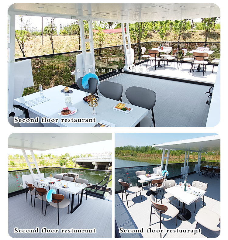 2 Story Aluminum Party House Boat Club Restaurant With 30 People Capacity