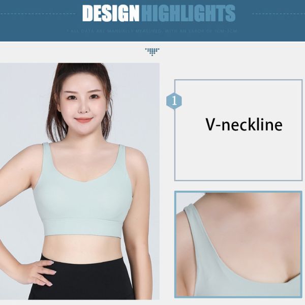 U Shaped 4XL Plus Size Sports Bra Full Cup One Piece Breathable Moisture Wicking