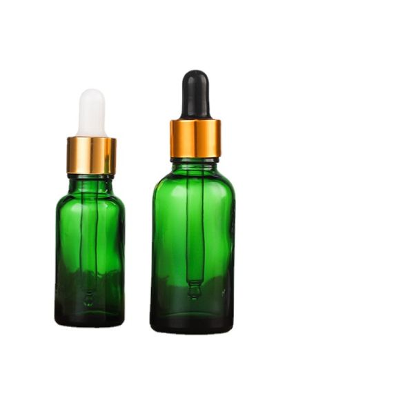 Sealing Type Dropper Green Frosted Glass Cosmetic Bottle 10ml 15ml 30ml 50ml for Face Serum and Face Oil Container Packaging