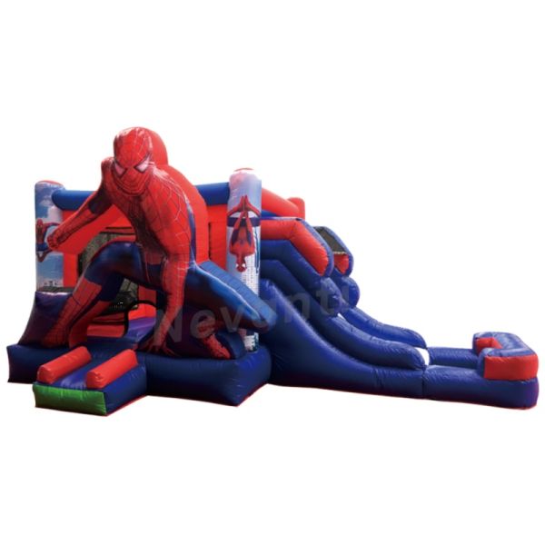 Custom Superhero Bounce House With Slide Moonwalk Bouncer / Commercial Inflatable Combo