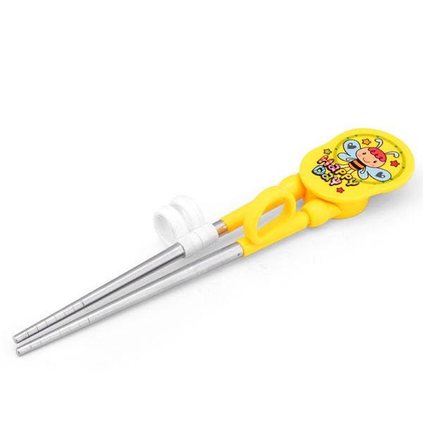2016 new style stainless steel 201 and PP yellow color kitchenware for children