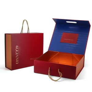Personalized Magnetic Foldable Gift Box Packaging With Handles