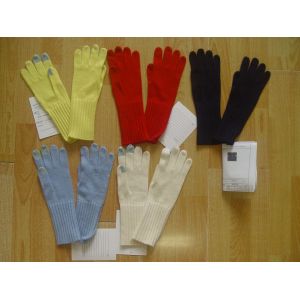 Conductive Finger Long Cashmere Gloves , Plain Soft Womens Knit Gloves