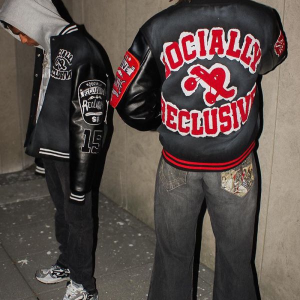 Custom Men Leather Sleeve Chenille Distress Embroidery Black Varsity Jacket