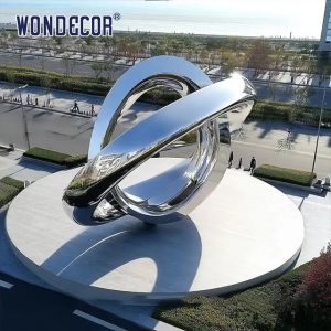 Abstract Stainless Steel Ring Sculpture of Modern City Street Architecture