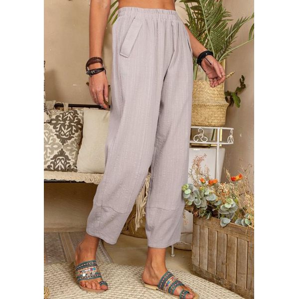 Custom Clothing Women'S Solid Color Loose Linen Polyester Casual Long Pants
