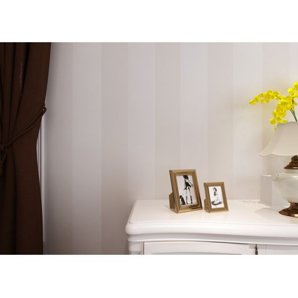 Buy Flocking Modern Striped Wallpaper ,Silver Brown Bright Modern Wallpaper Geometric at wholesale prices